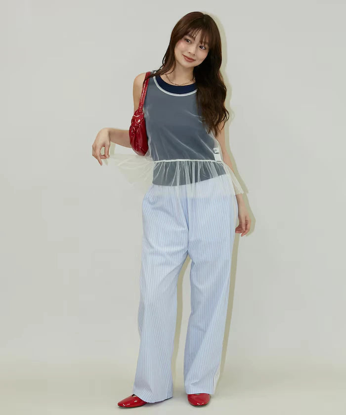 <Set Item> Tulle Layered Tank Top Limited Edition