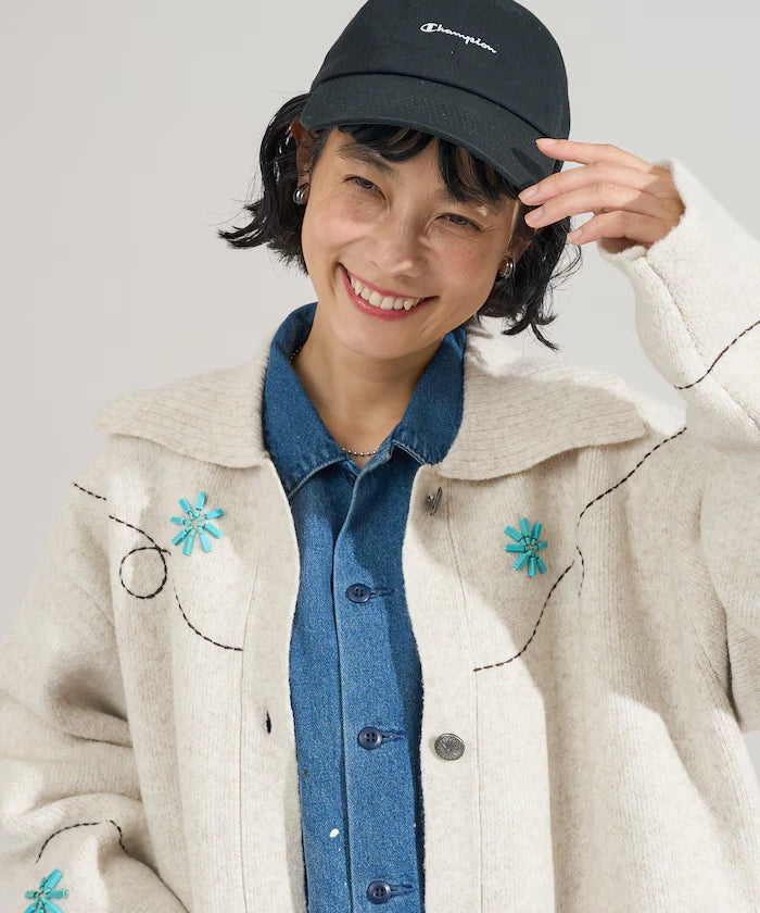 Western-Style Beaded Knit Cardigan