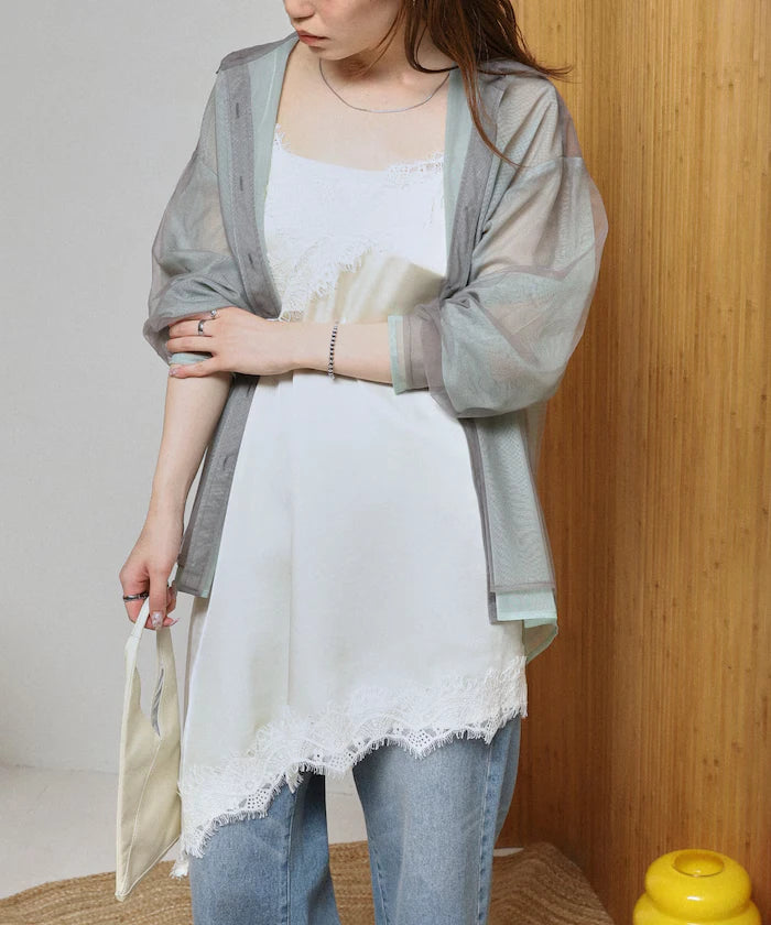 Lace Contrast Vintage Satin Camisole Top
