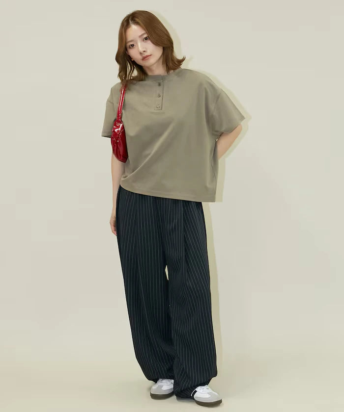 <contact cool> Cool Ponte Henry Neck T-Shirt Limited Release