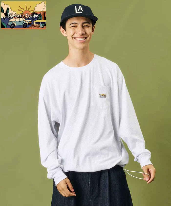 FREAK'S STORE for BEACH & FES Relax Fit One Point Logo Spindle Long Sleeve T-Shirt