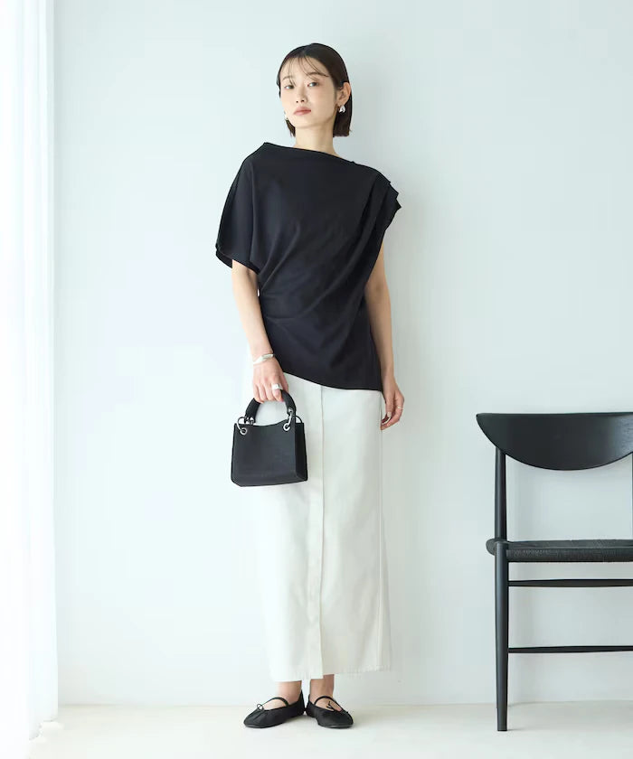 Organic Cotton Asymmetrical Draped Top