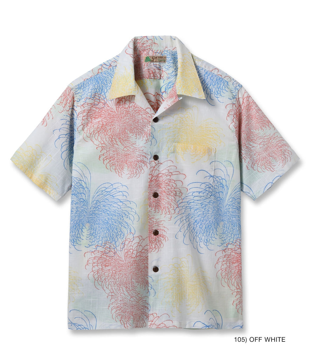 Cotton Linen Slubyarn Hawaiian Shirt 'Chrysanthemum'