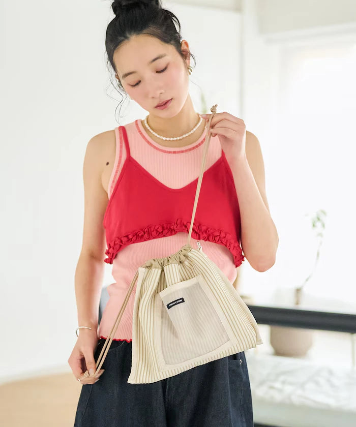 Multiway Color Knit Frill Shoulder Bag