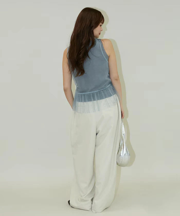 <Set Item> Tulle Layered Tank Top Limited Edition