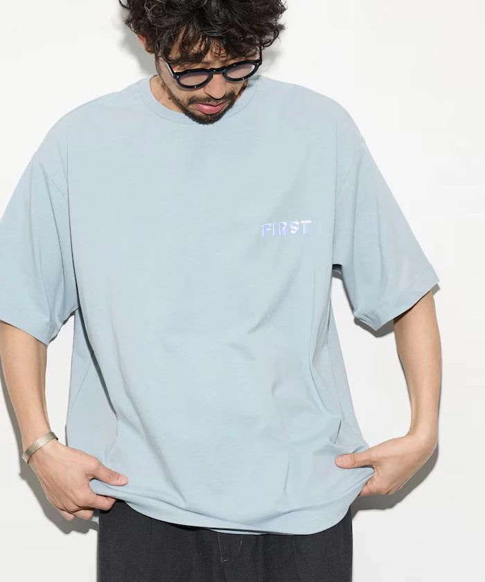 6 Ounce Front Logo Embroidered Crew Neck T-Shirt / One Point Design T-Shirt Left Chest Embroidery First Limited Edition