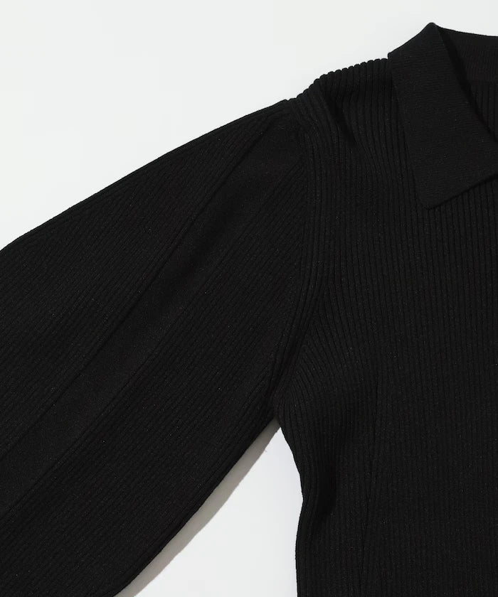 Functional material silk blend knit polo volume sleeve knit cardigan / anti-pill / machine washable