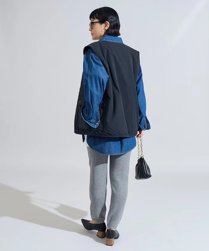 Cotton Nylon Twill Reversible Boa Vest