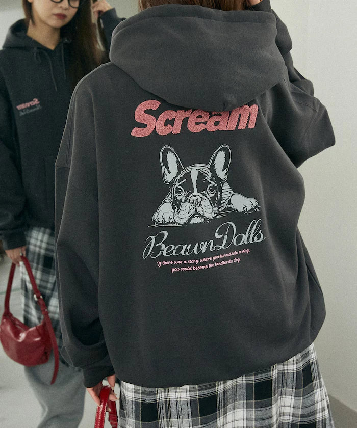 Sagara Embroidery French Bulldog Fleece-Lined Hoodie Limited Edition