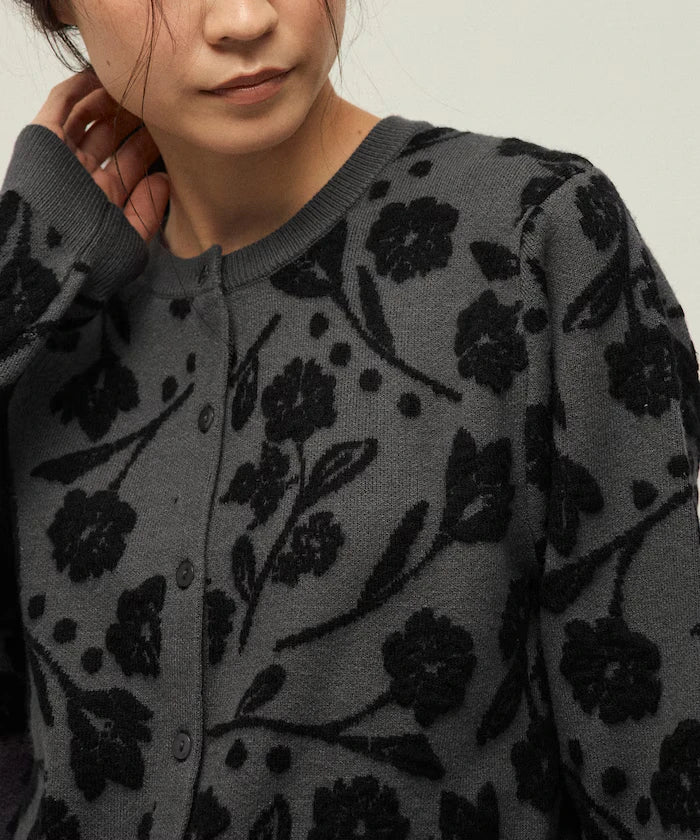 Flower Jacquard Knit Cardigan