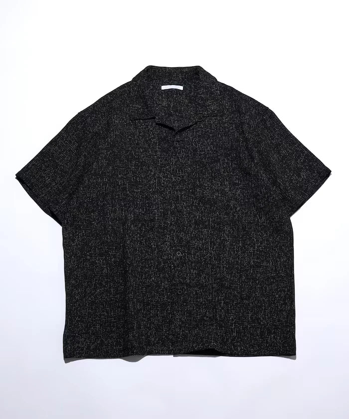 Dry Touch Summer Tweed Short Sleeve Open Collar Shirt