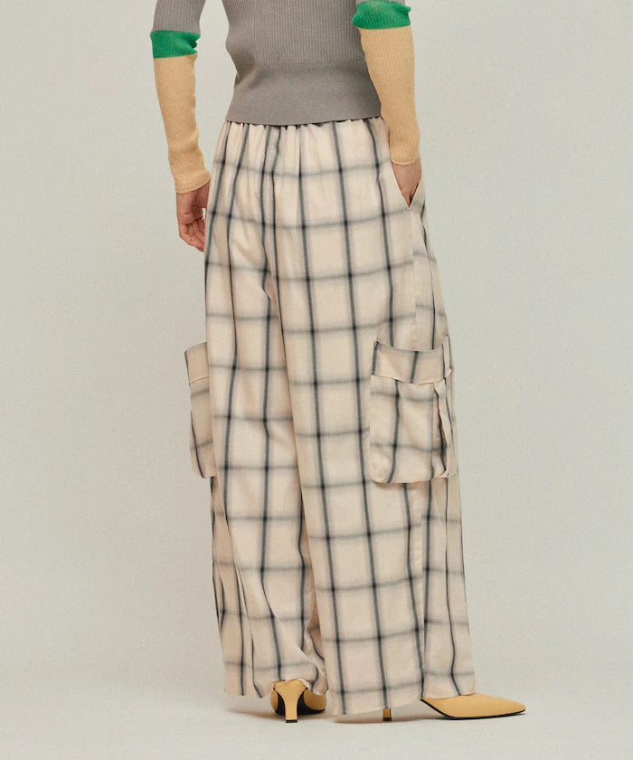 Ombre Check Easy Pants / Patch Pocket Wide Easy Pants