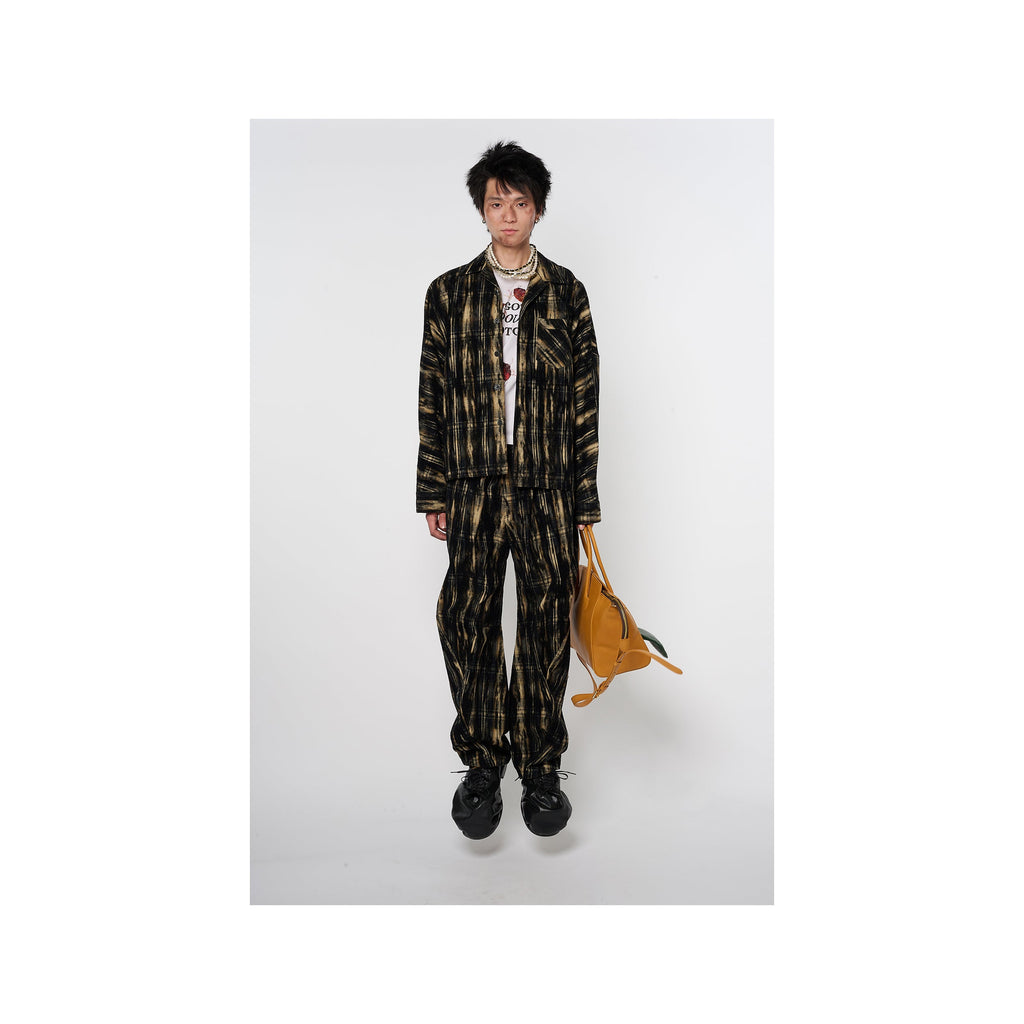 DUST FLOCKY PAJAMA SHIRT：BLACK