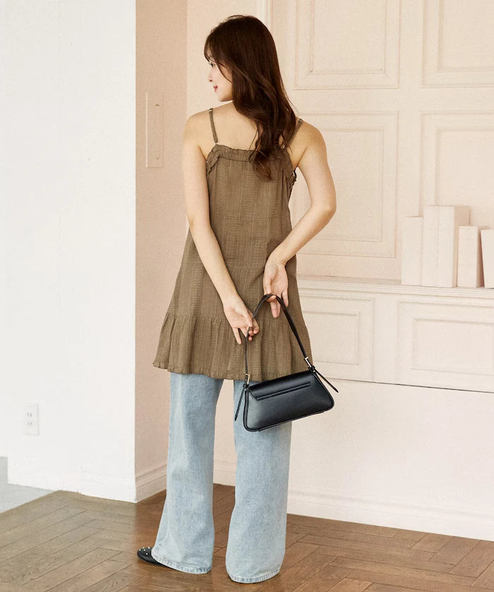India Cotton Ruffle Tiered Camisole Mini Dress Limited Edition