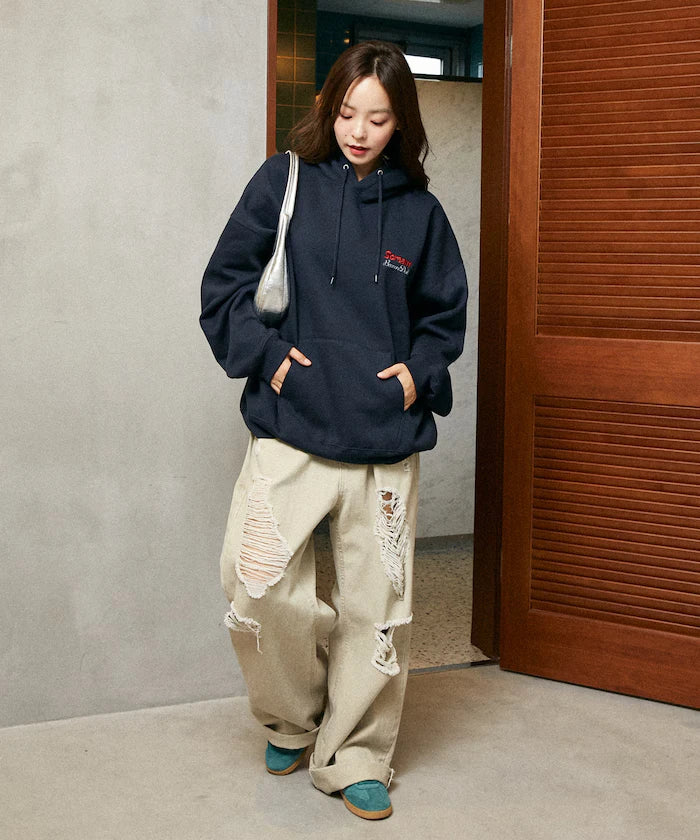Sagara Embroidery French Bulldog Fleece-Lined Hoodie Limited Edition