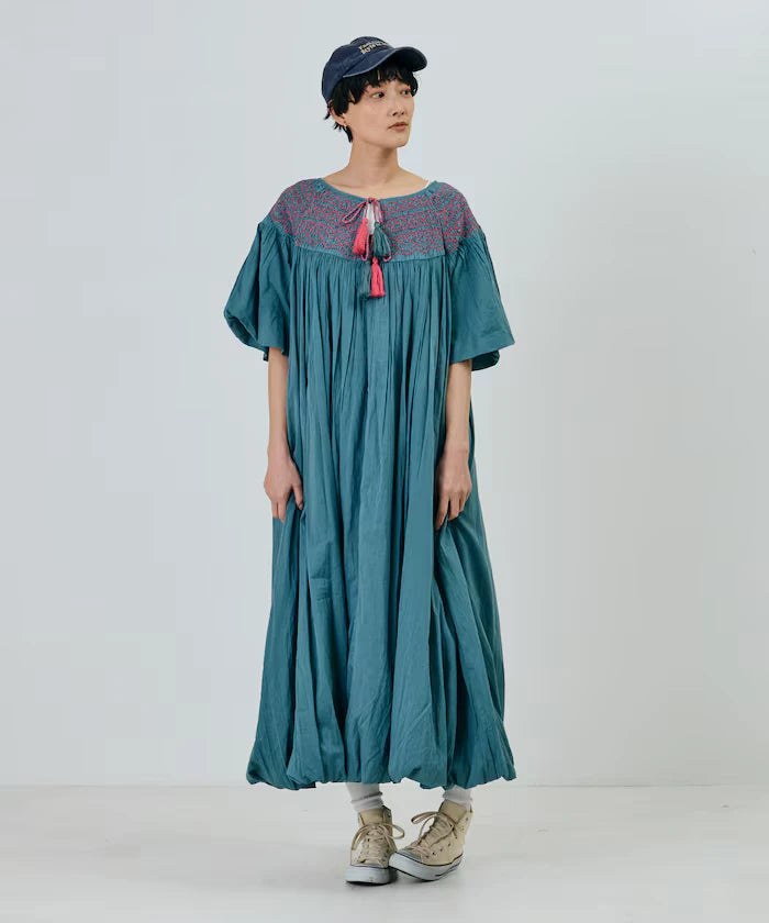 India Colored Smocked Balloon Dress