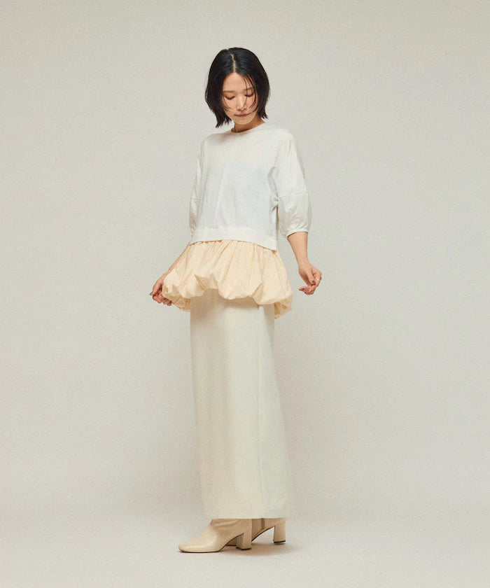 Organic Cotton Peplum Switch Top / 5-minute Sleeve T-Shirt