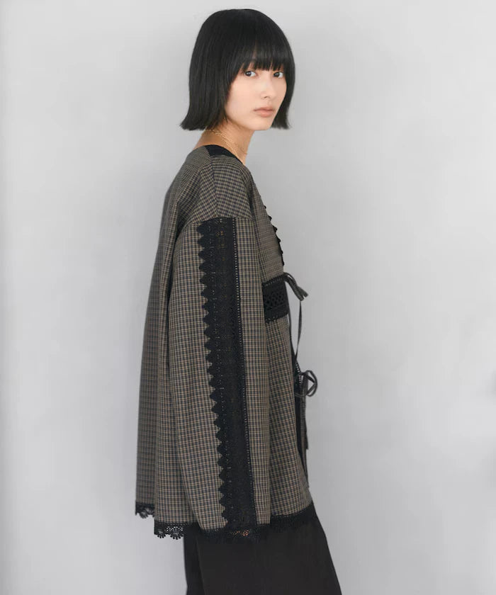 Lace Panel V-Neck Shirt