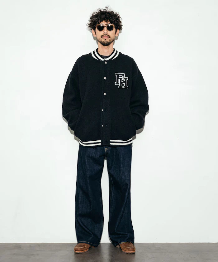 Relaxed Fit Logo Knit Varsity Jacket