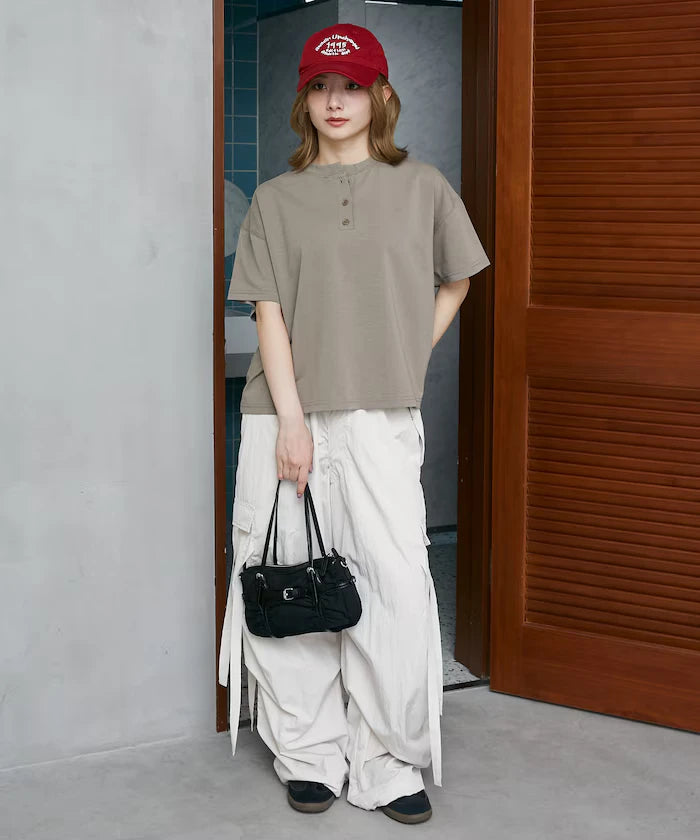 <contact cool> Cool Ponte Henry Neck T-Shirt Limited Release