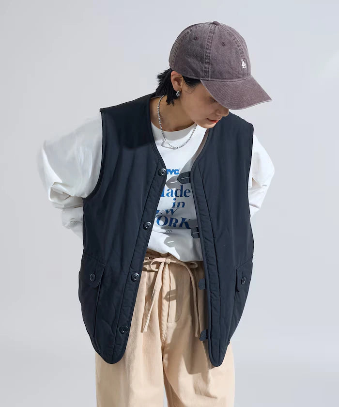 Cotton Nylon Twill Reversible Boa Vest