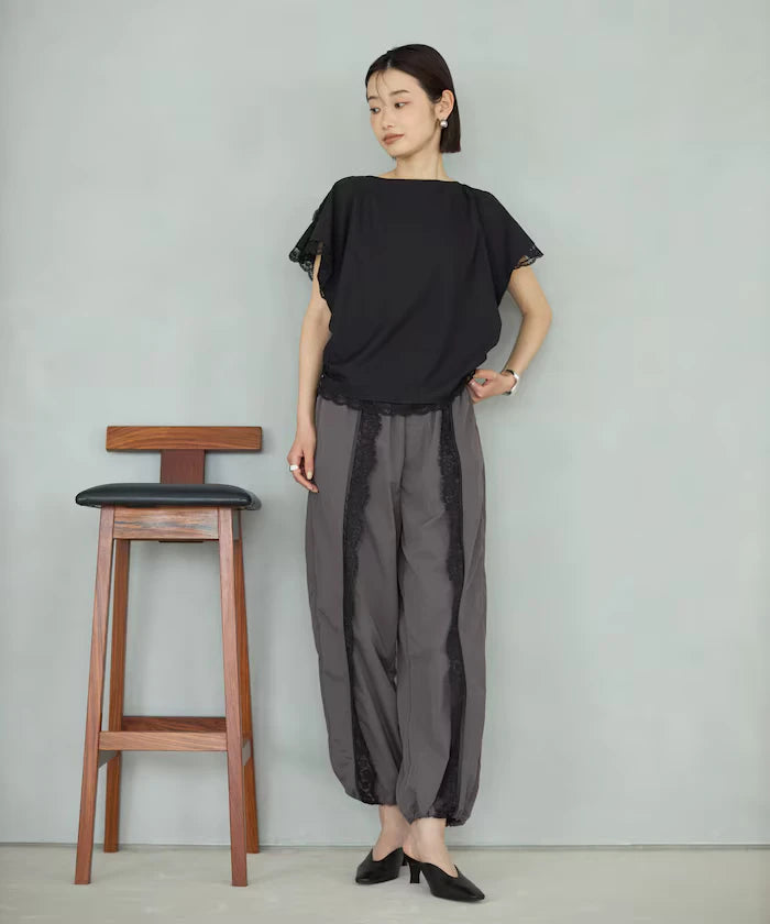 Handkerchief Sleeve Shirring Blouse