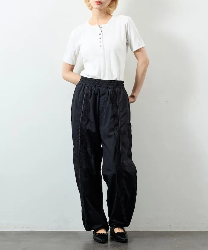 Henry Neck Knitted Lace T-Shirt