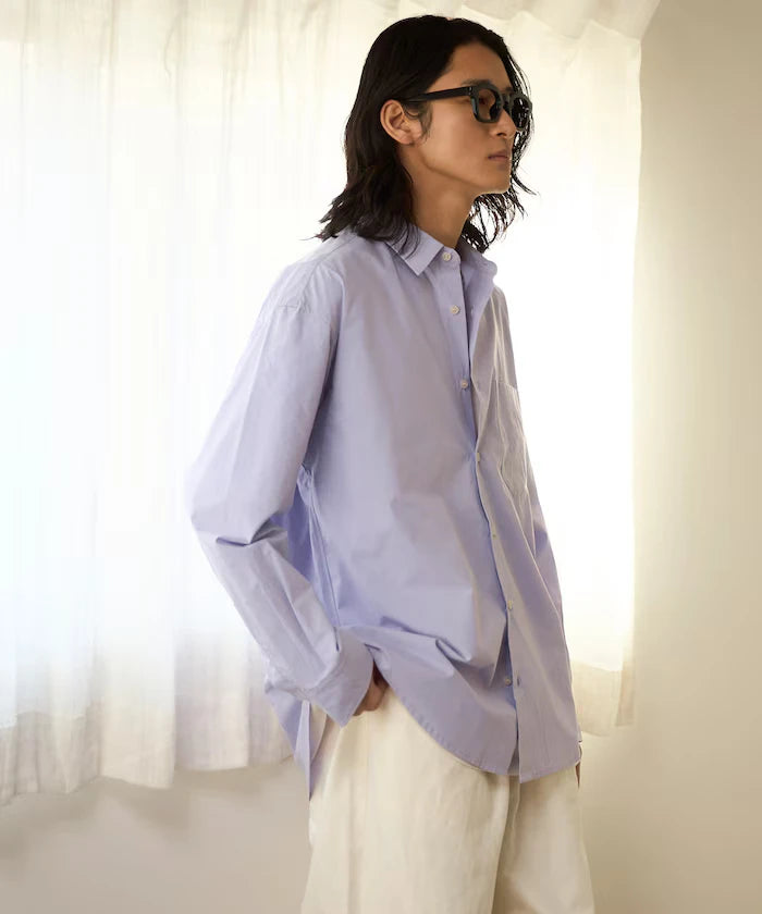 Nuance Color Oversized Regular Collar Long Sleeve Shirt