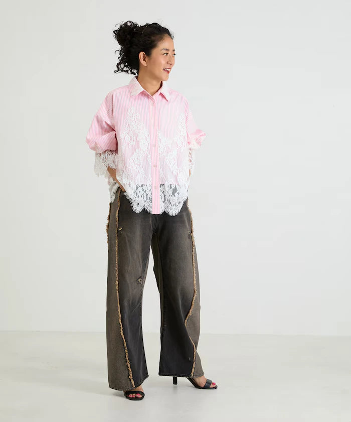 Lace Docking Stripe Shirt