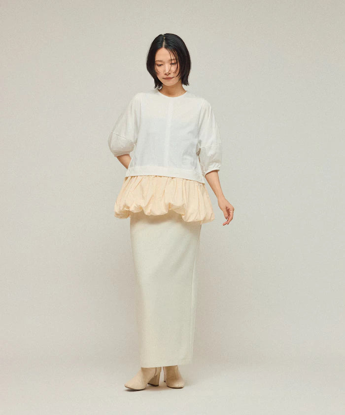Organic Cotton Peplum Switch Top / 5-minute Sleeve T-Shirt