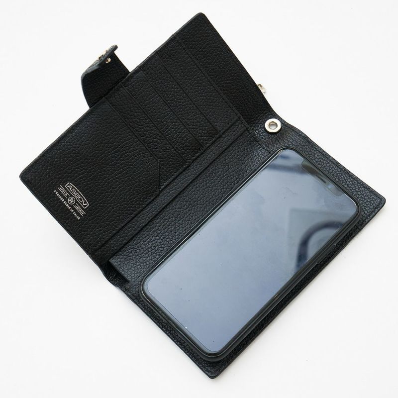 SHRINK LEATHER MOBILE MULTI CASE sizeL/BLACK