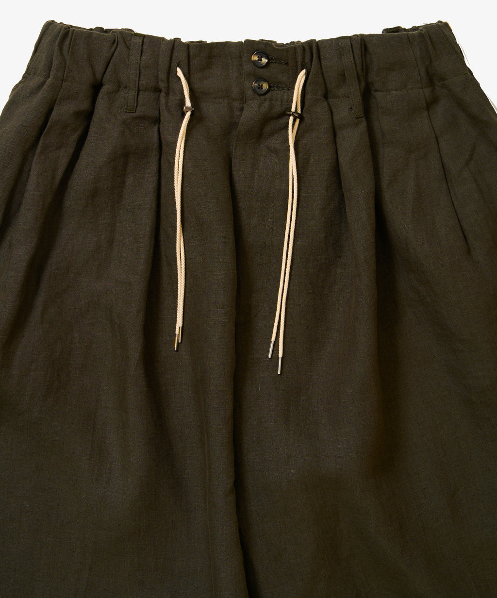 circular short pants linen deep forest