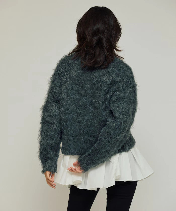 Variation Button Shaggy Knit Cardigan