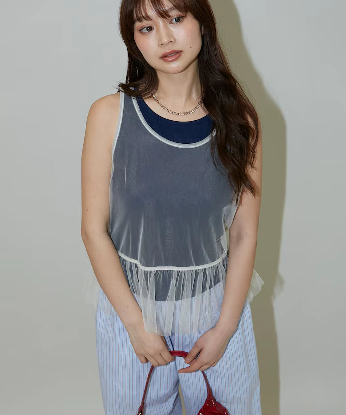 <Set Item> Tulle Layered Tank Top Limited Edition