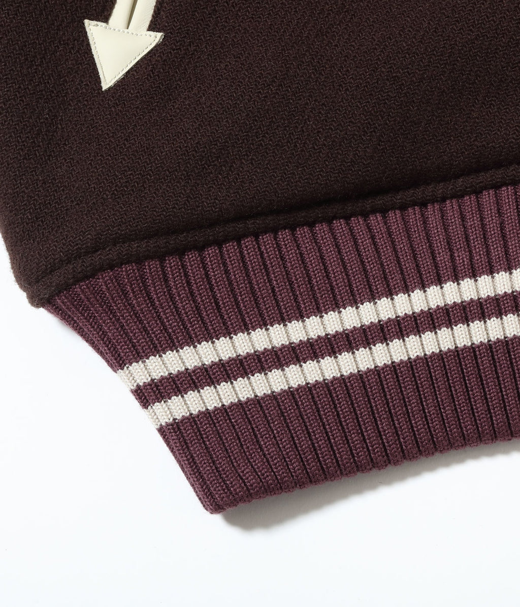 30oz. WOOL MELTON AWARD JACKET “MAVERICKS” (BROWN)