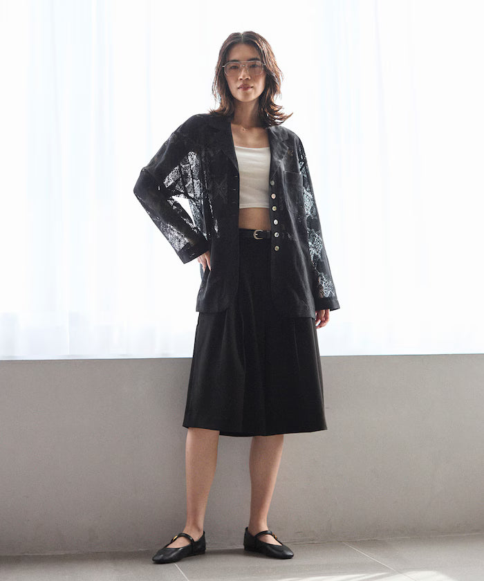 [February 12 12:00 Release] Panel Lace Shirt Jacket / Compatible with Setup