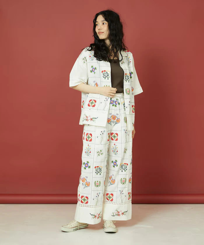 Patchwork Flower Embroidery Shirt