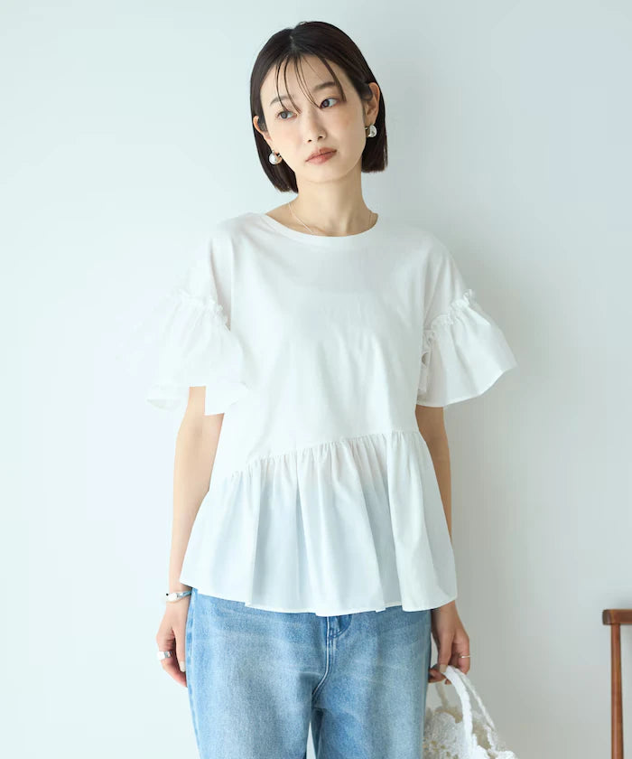 Organic Cotton Frill Sleeve T-shirt