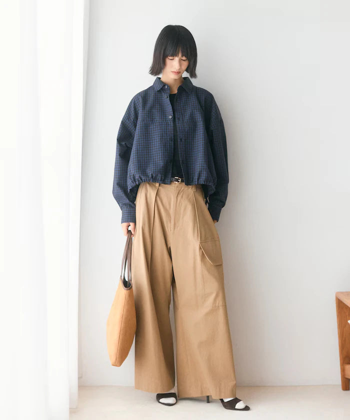 Hem Code Switch Short Length Long Sleeve Shirt