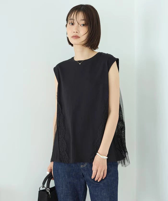 Organic Cotton Tulle Lace Docking Top