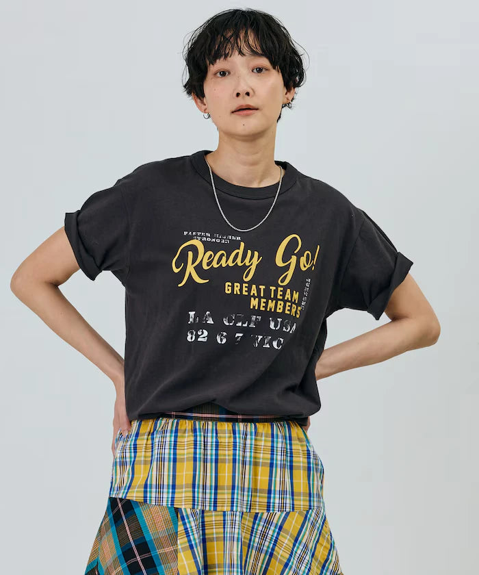 Vintage-Like Used Essence Print T-Shirt