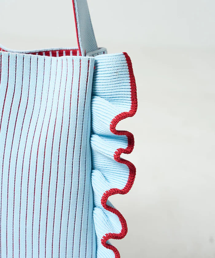 Color Block Knit Ruffle One Shoulder Bag