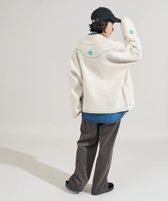 Western-Style Beaded Knit Cardigan