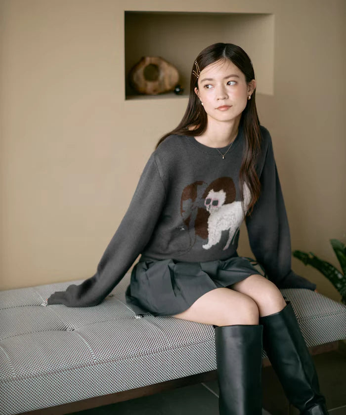 Sweat-like Animal Jacquard Knit