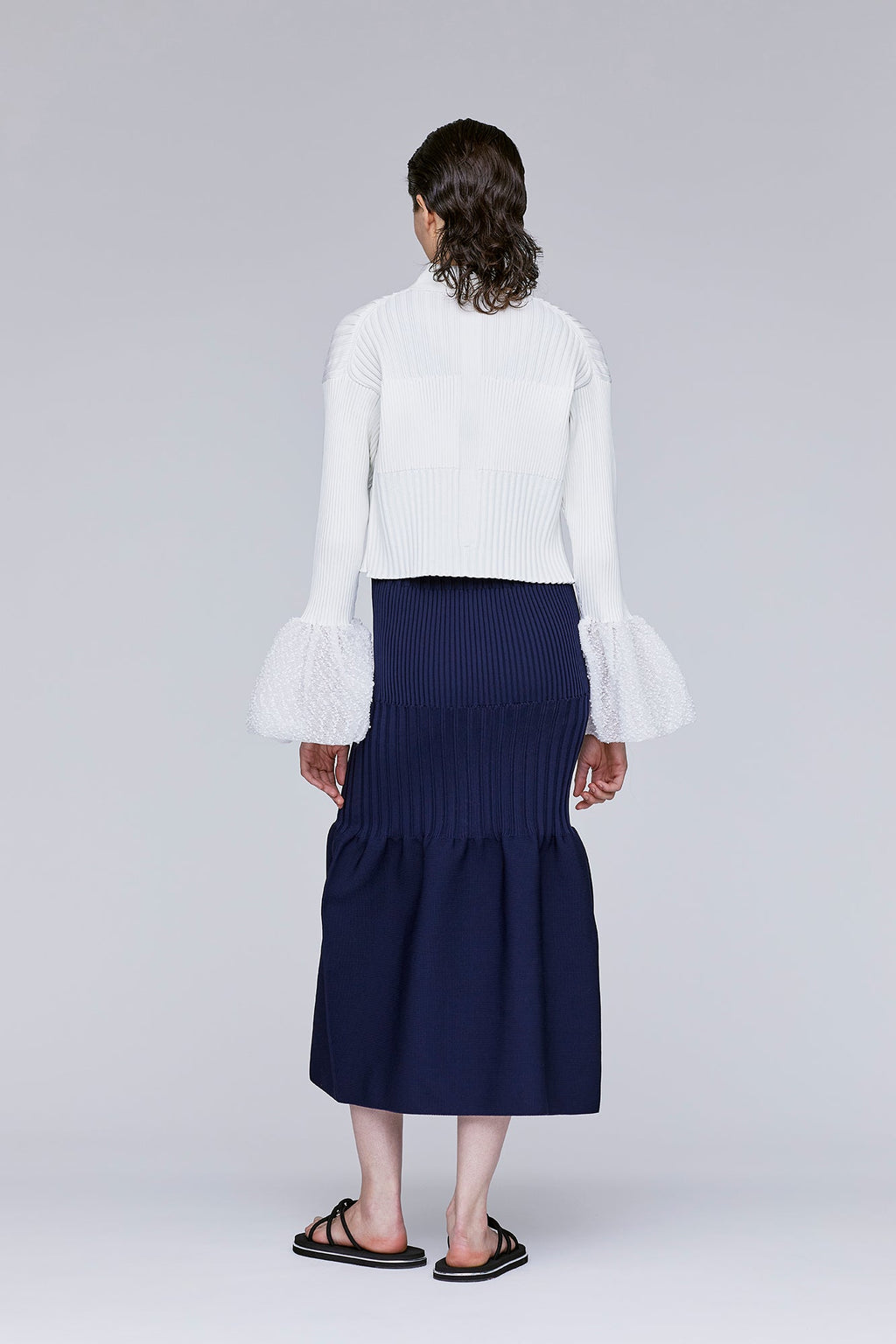 FLUTED ORNAMENT CROPPED SHIRT CARDIGAN