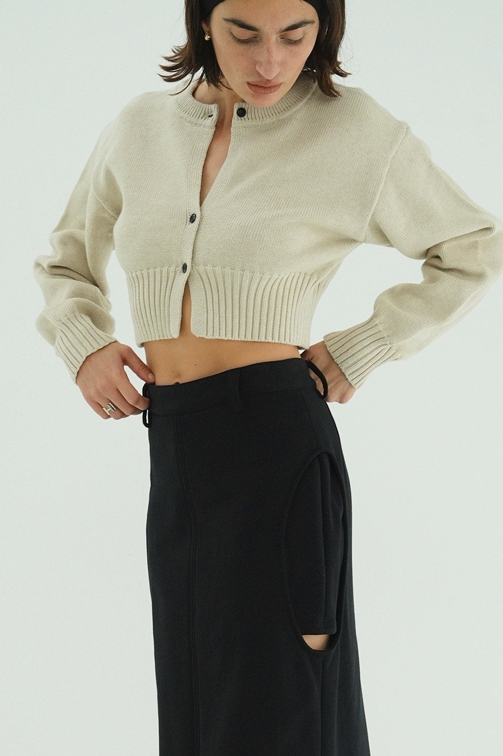 W FACE SHORT KNIT CARDIGAN