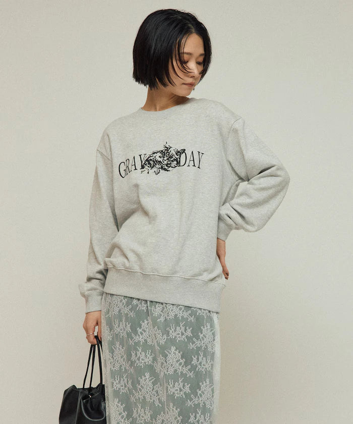 Organic Cotton Animal Logo Print Sweat / CAT / Relaxed Fit / French Terry Sweat