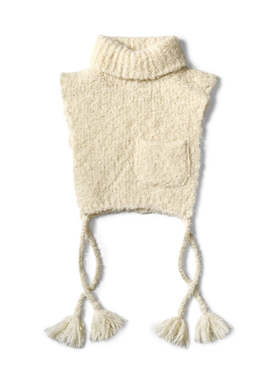 3G Shaggy Knit High Neck Bib Poncho