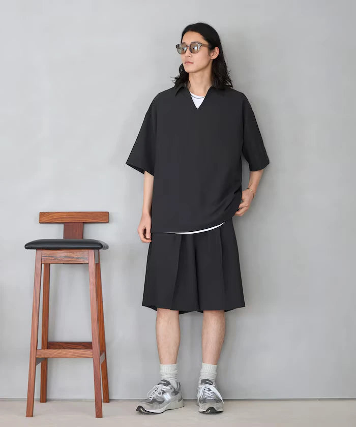 Functional Fabric Pullover Short Sleeve Shirt Set 3-piece Set / Washable / UV Cut / Quick Dry / Cool Touch