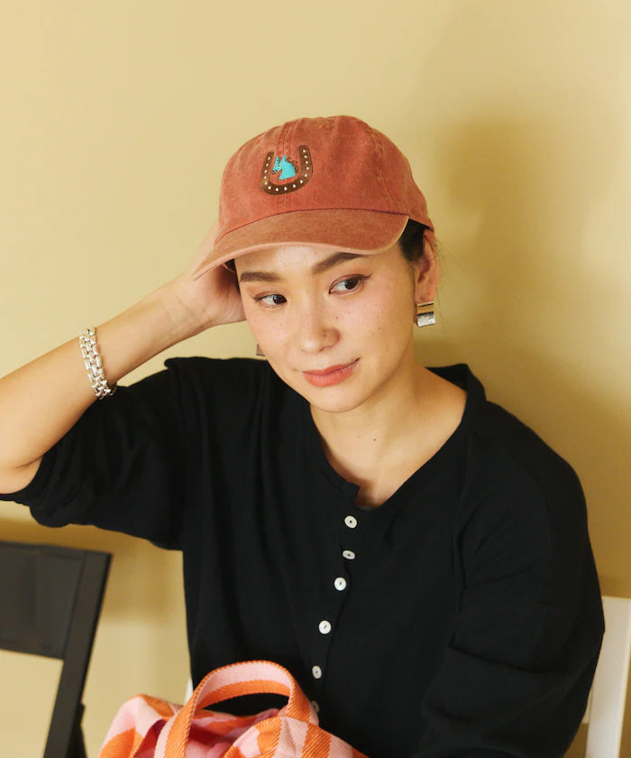 TOYAMEG Kaiun Horse Cap One Point Pigment Embroidery Cap